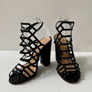 Schutz Jaden Caged Sandals - Black - SZ 7